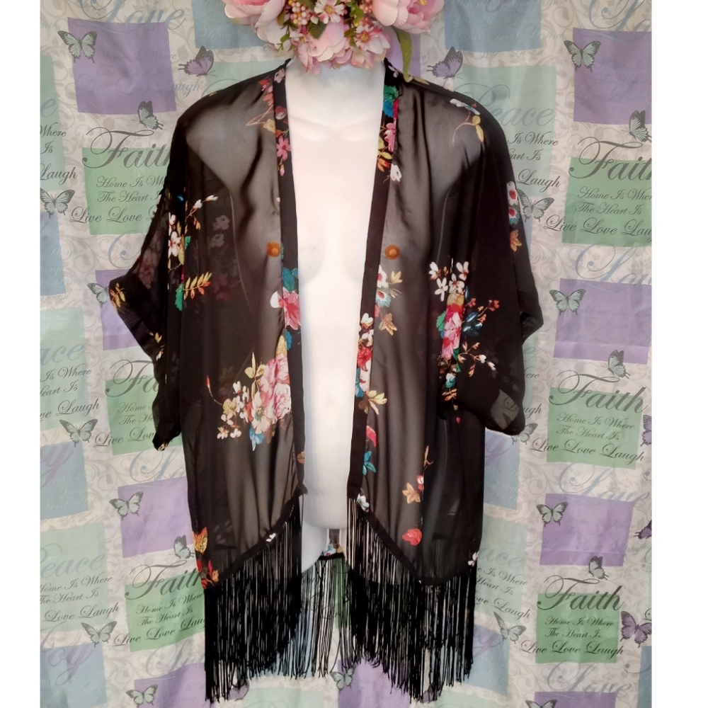 5$35🔥|Xhilaratio Top|Rose Printed Spring Cardigan - Picture 6 of 7
